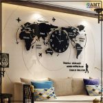 World Map Wall Clock Large