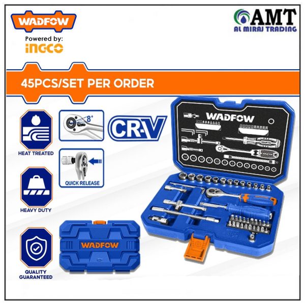 Wadfow 45 Pcs 1/4" socket set - WST4D45