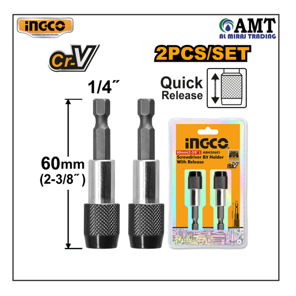 INGCO Screwdriver bit holder with release - ABH20601