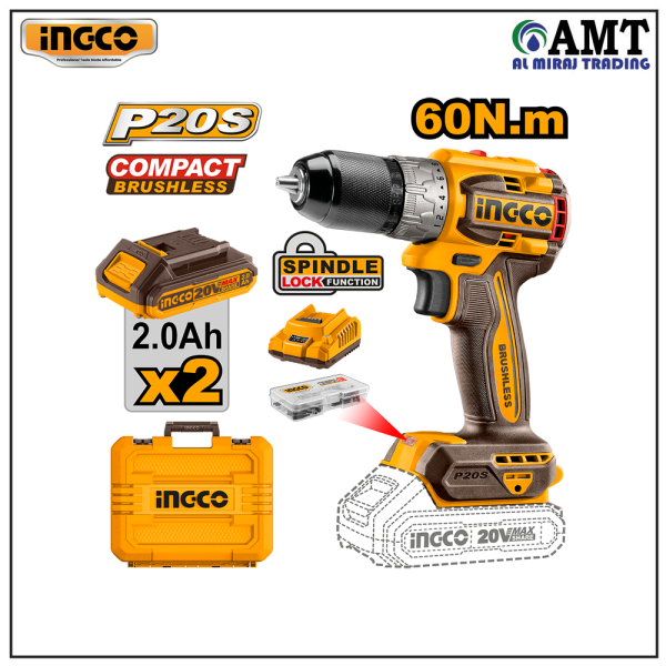 INGCO Compact Brushless Cordless Drill - CDLI20602