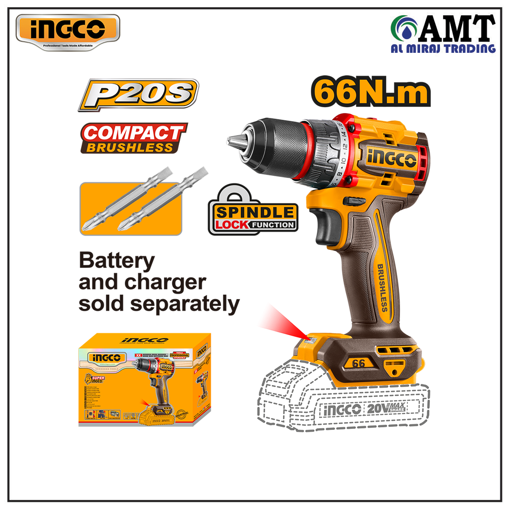 INGCO Compact Brushless Cordless Drill - CDLI206681 INGCO Compact Brushless Cordless Drill - CDLI206681