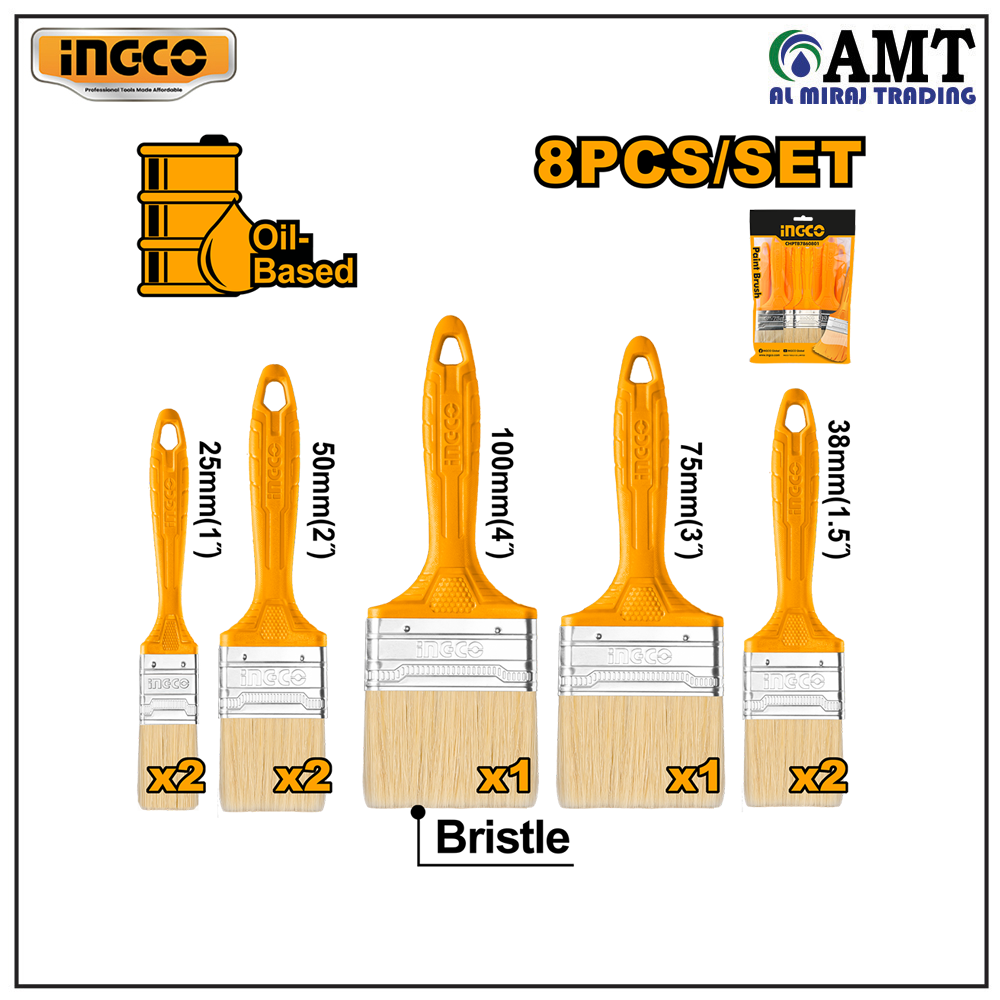 CHPTB7860801 INGCO 8Pcs Paint Brush Set - CHPTB7860801 - Image 1