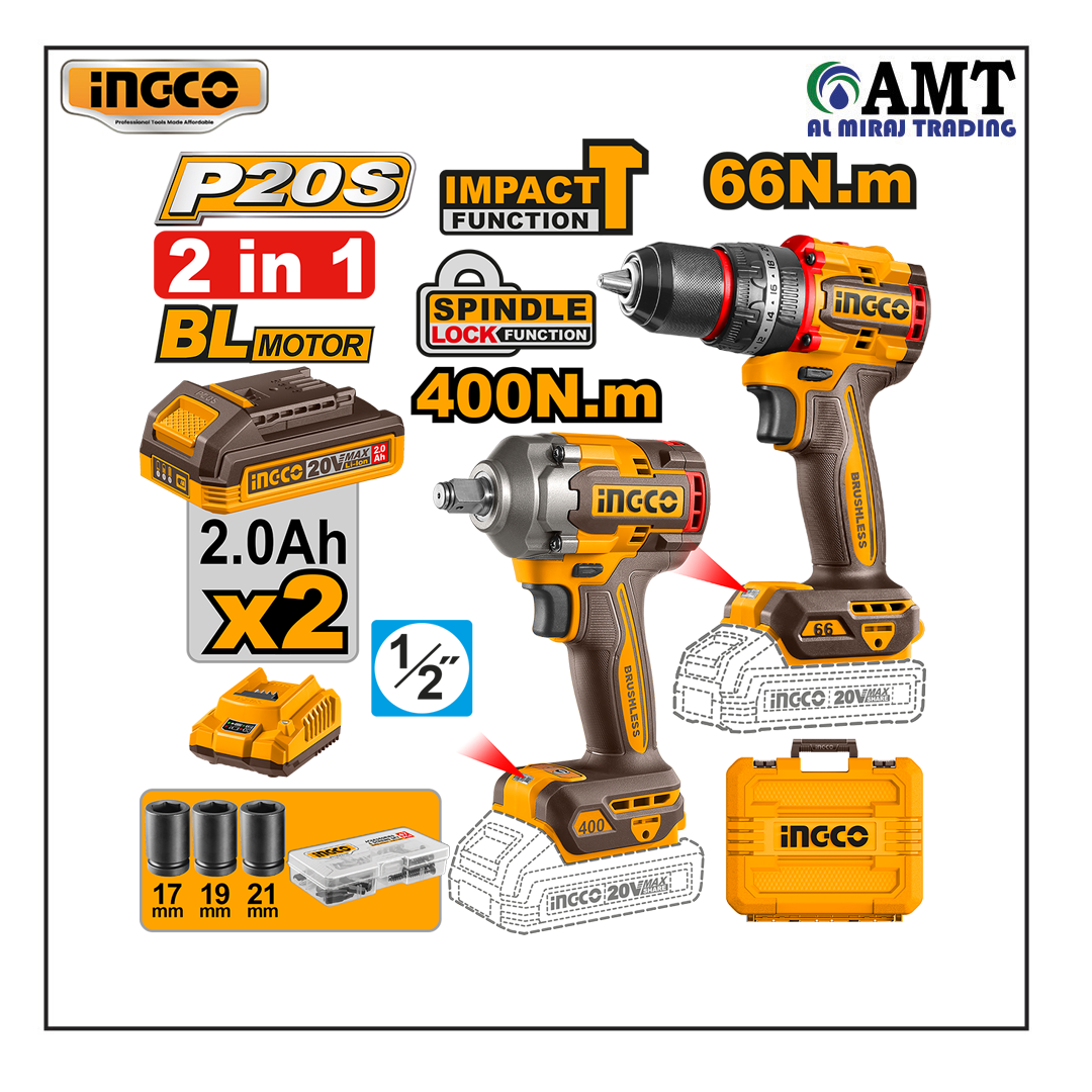 INGCO Cordless 2 pcs combo kit - CKLI20275 INGCO Cordless 2 pcs combo kit - CKLI20275