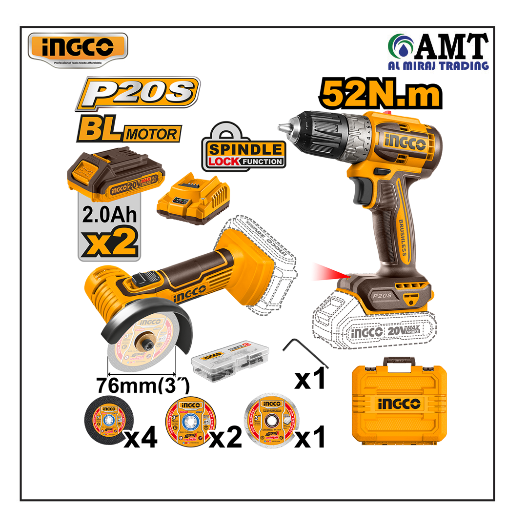 INGCO Cordless 2 pcs combo kit - CKLI20278 INGCO Cordless 2 pcs combo kit - CKLI20278
