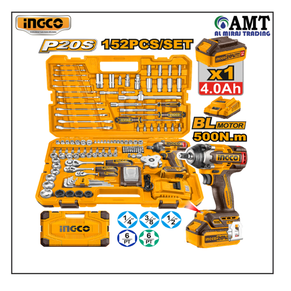 INGCO 152 Pcs Cordless impact wrench tools set - HKTHP31521