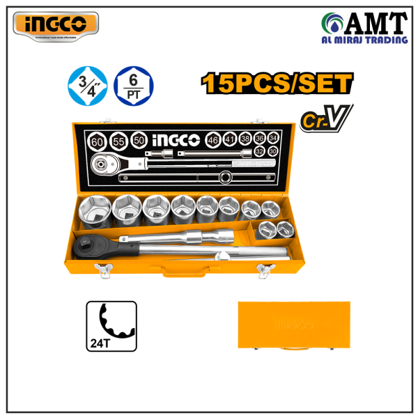 INGCO 15 Pcs 3/4" socket set - HKTS034151