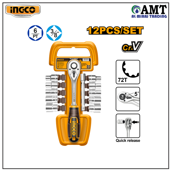 INGCO 12 Pcs 3/8" socket set - HKTS38122