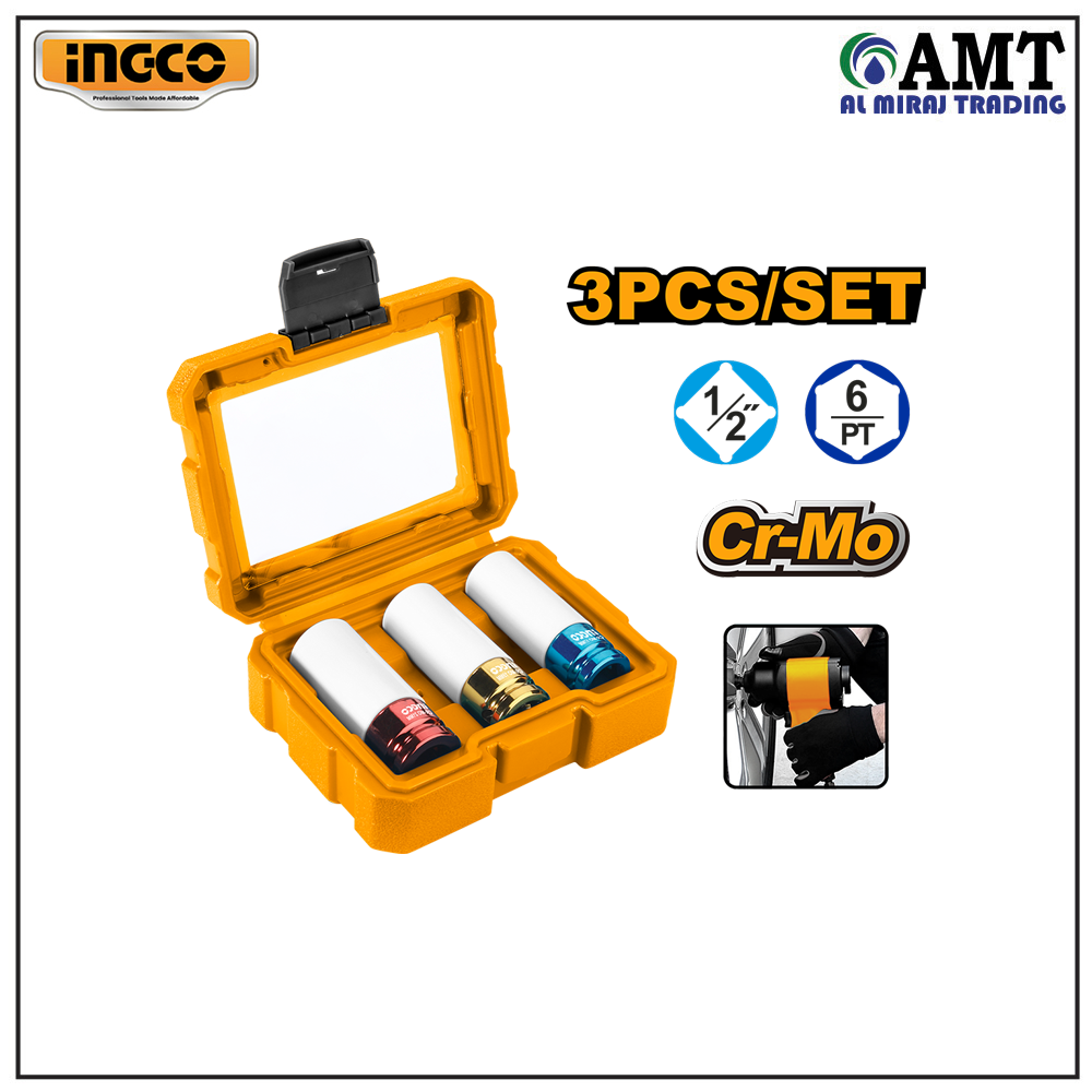 INGCO 3Pcs 1/2" Non-Marring Lug Nut Socket Set - HNMLNS031 INGCO 3Pcs 1/2" Non-Marring Lug Nut Socket Set - HNMLNS031