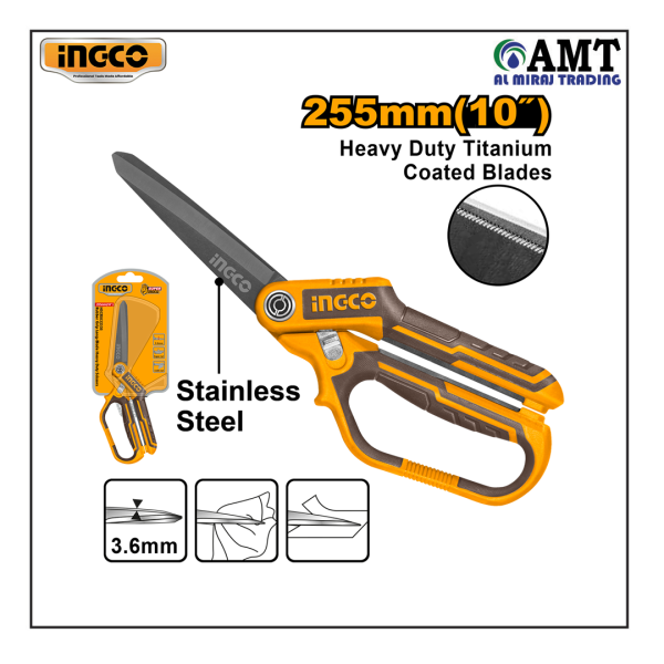 INGCO Rubber grip long-blade heavy duty scissors - HSCRS832558