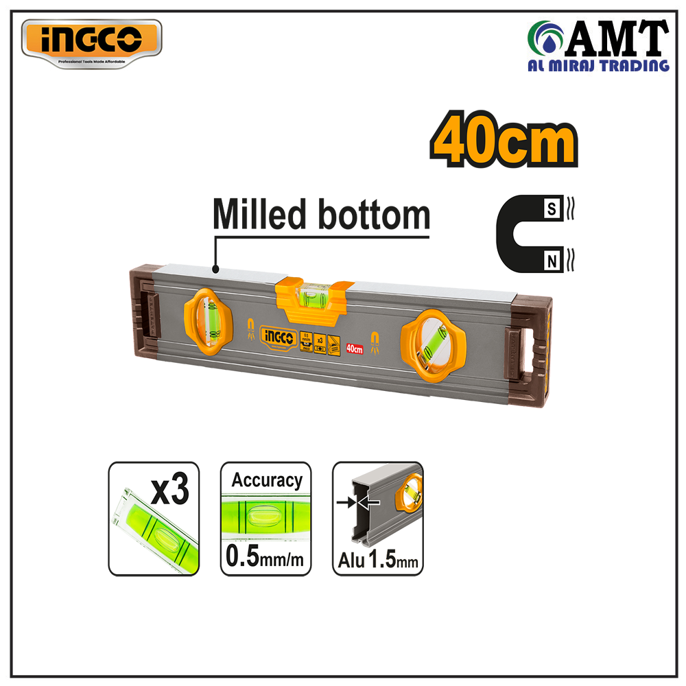 INGCO Spirit level with powerful magnets - HSL38040M INGCO Spirit level with powerful magnets - HSL38040M