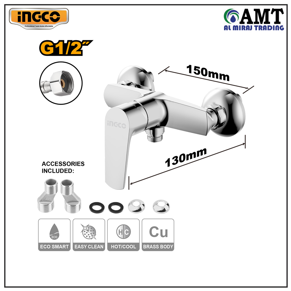 HSLBM41201 INGCO Single Lever Shower Mixer 177*130MM - HSLBM41201 - Image 1