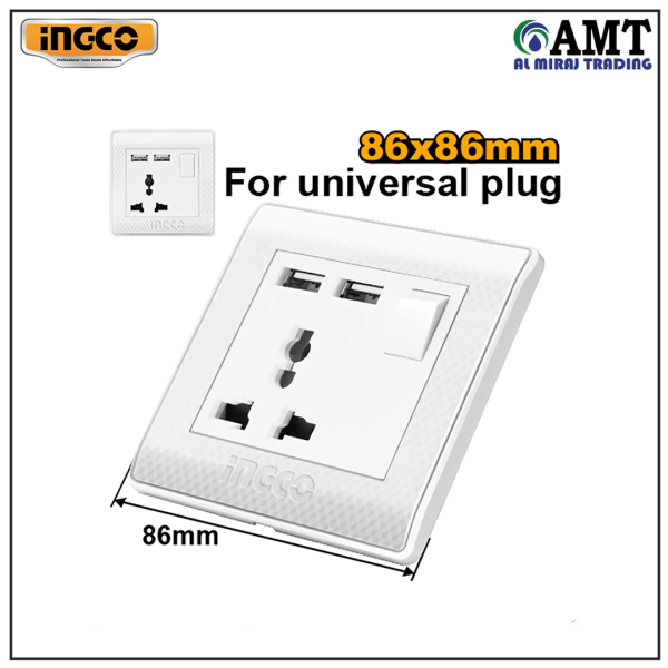 INGCO Universal socket with  USB outlet - HESST1116AUS